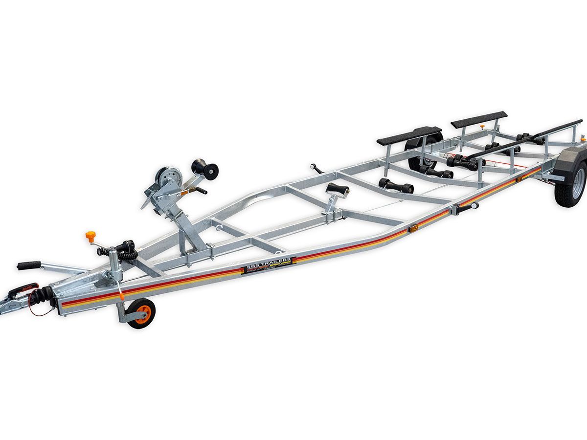 a boat trailer is shown on a white background .