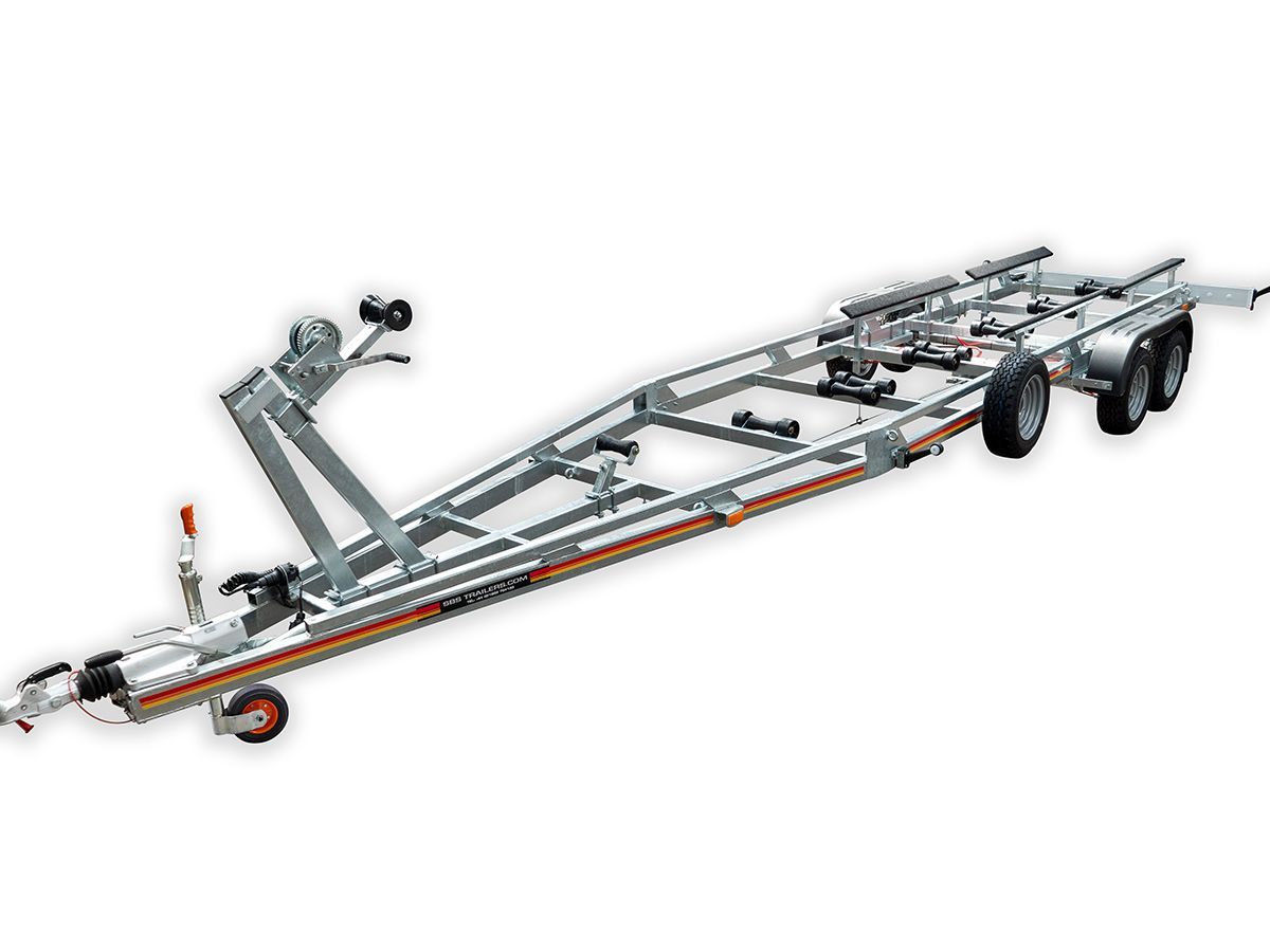 a boat trailer is shown on a white background .