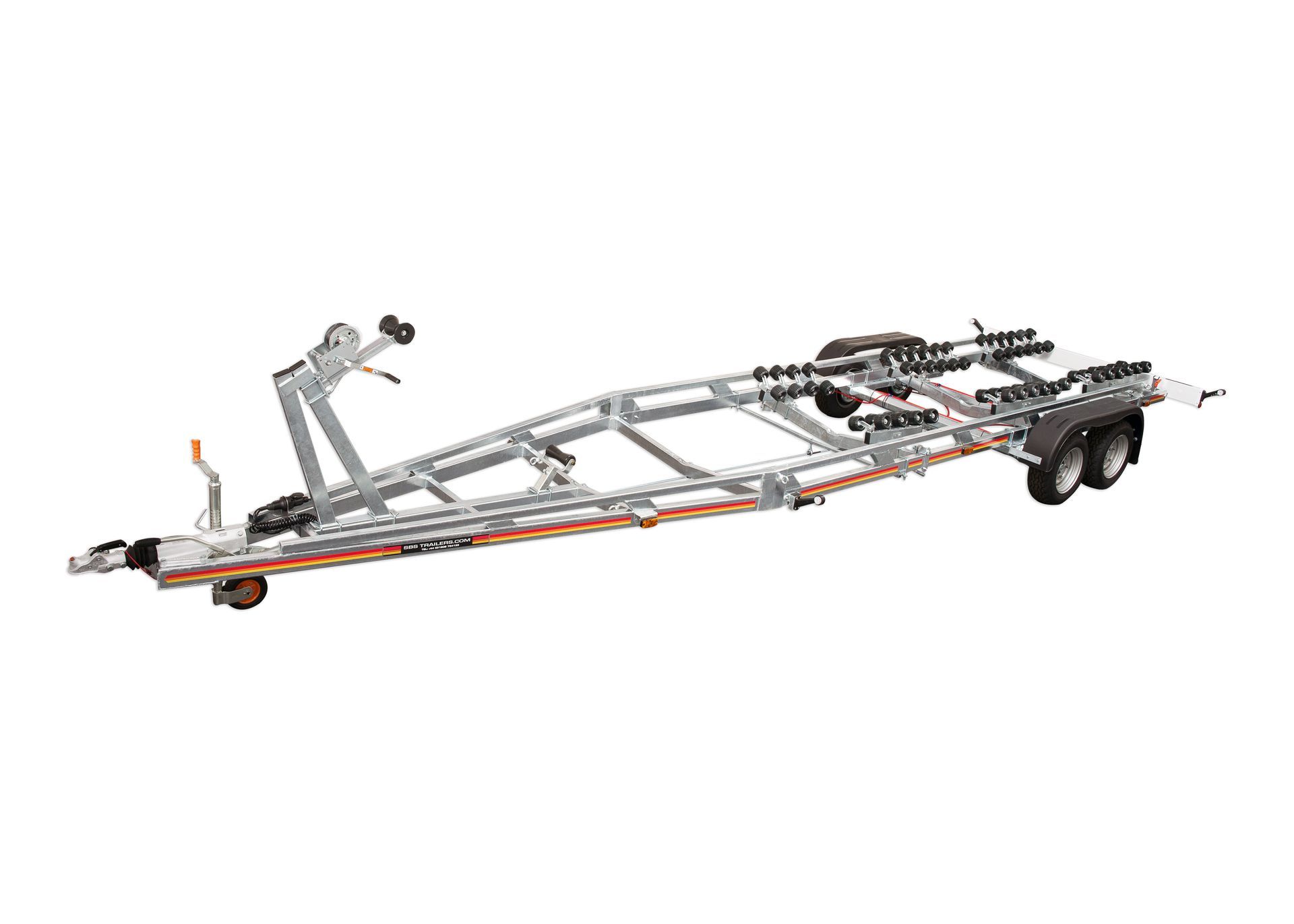 a boat trailer is shown on a white background .