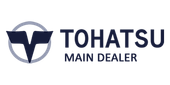 the tohatsu main dealer logo is shown on a white background .