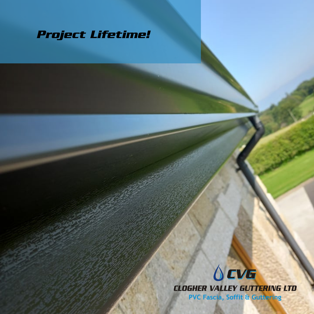 residential roofline with guttering system on home in County Tyrone