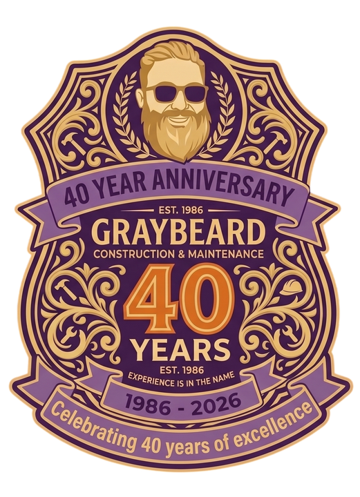 Purple Graybeards service van with orange accents and logo.