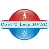 a logo for a company called cost u less hvac