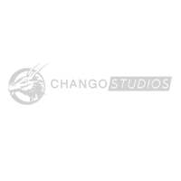 The logo for chango studios has a dragon on it.