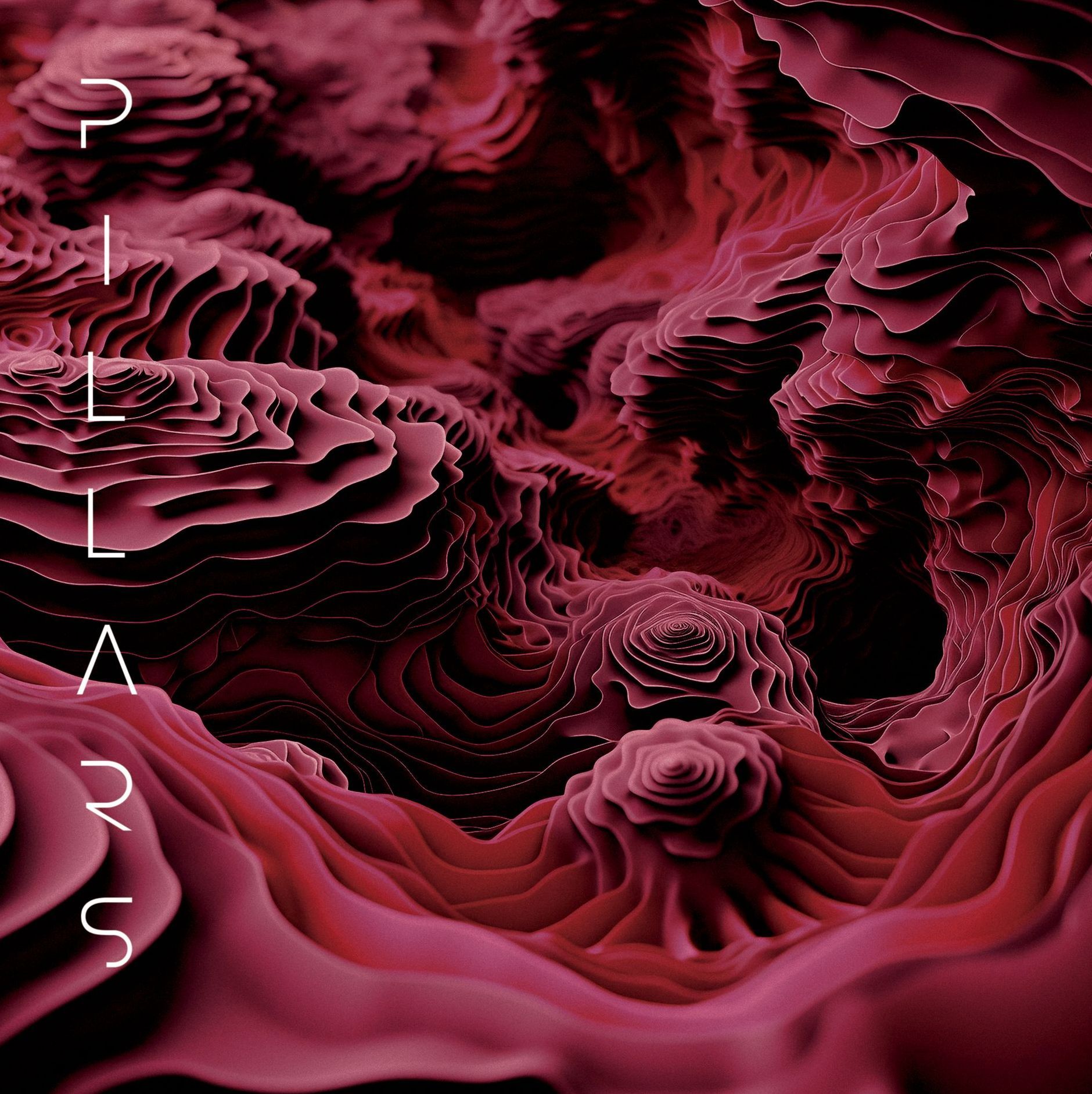 A poster with a red swirl and the words 