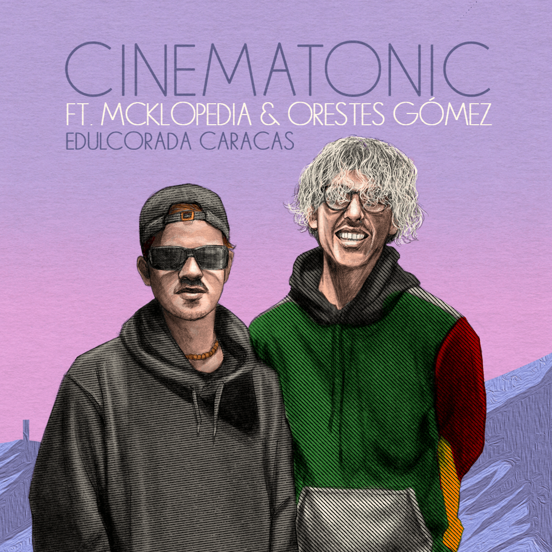 Two men are standing next to each other on a poster for cinematonic