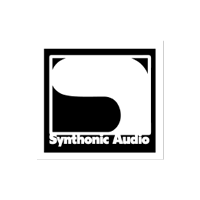 A black and white logo for synthonic audio.