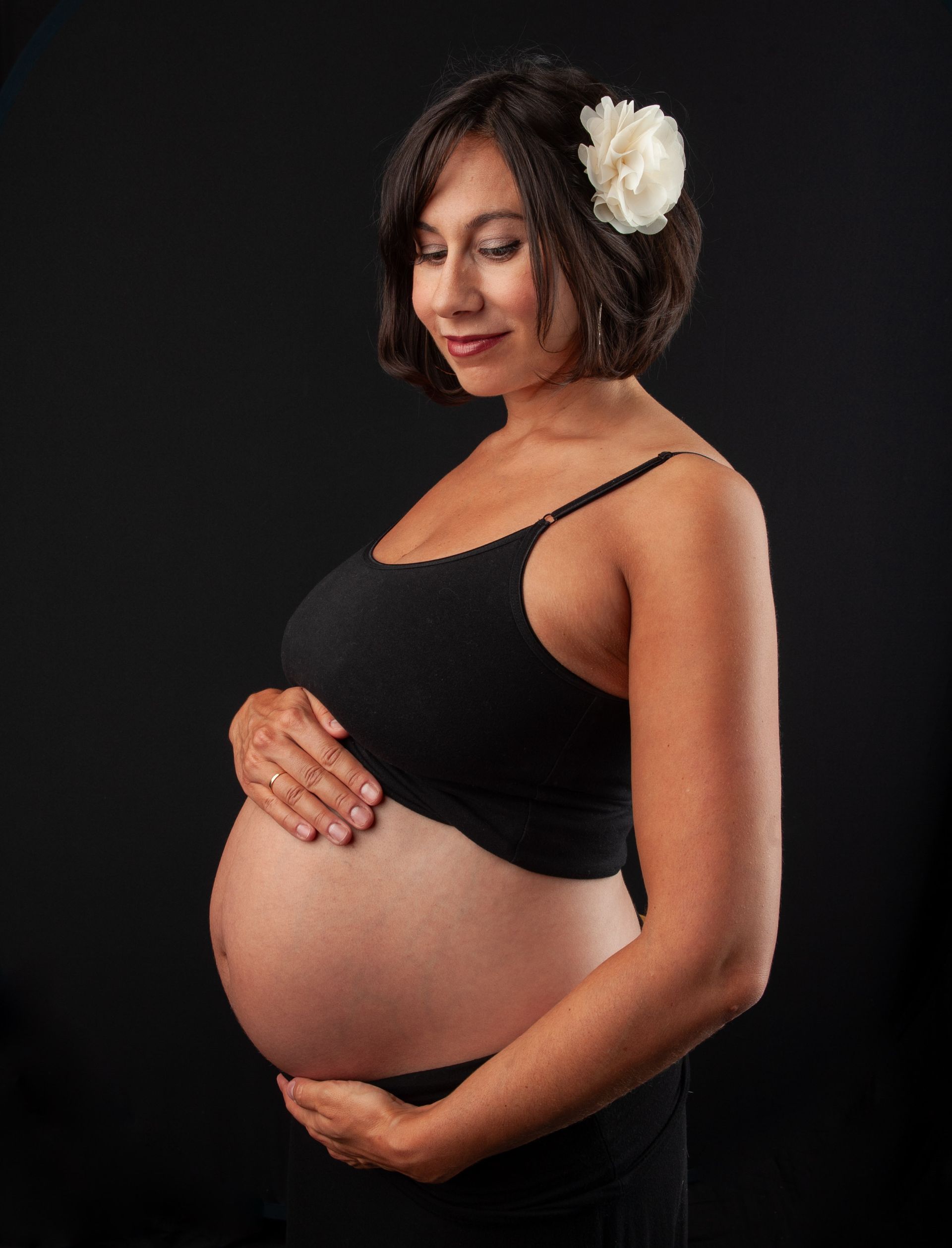 artsy colorful modern maternity portrait in Asheville, NC