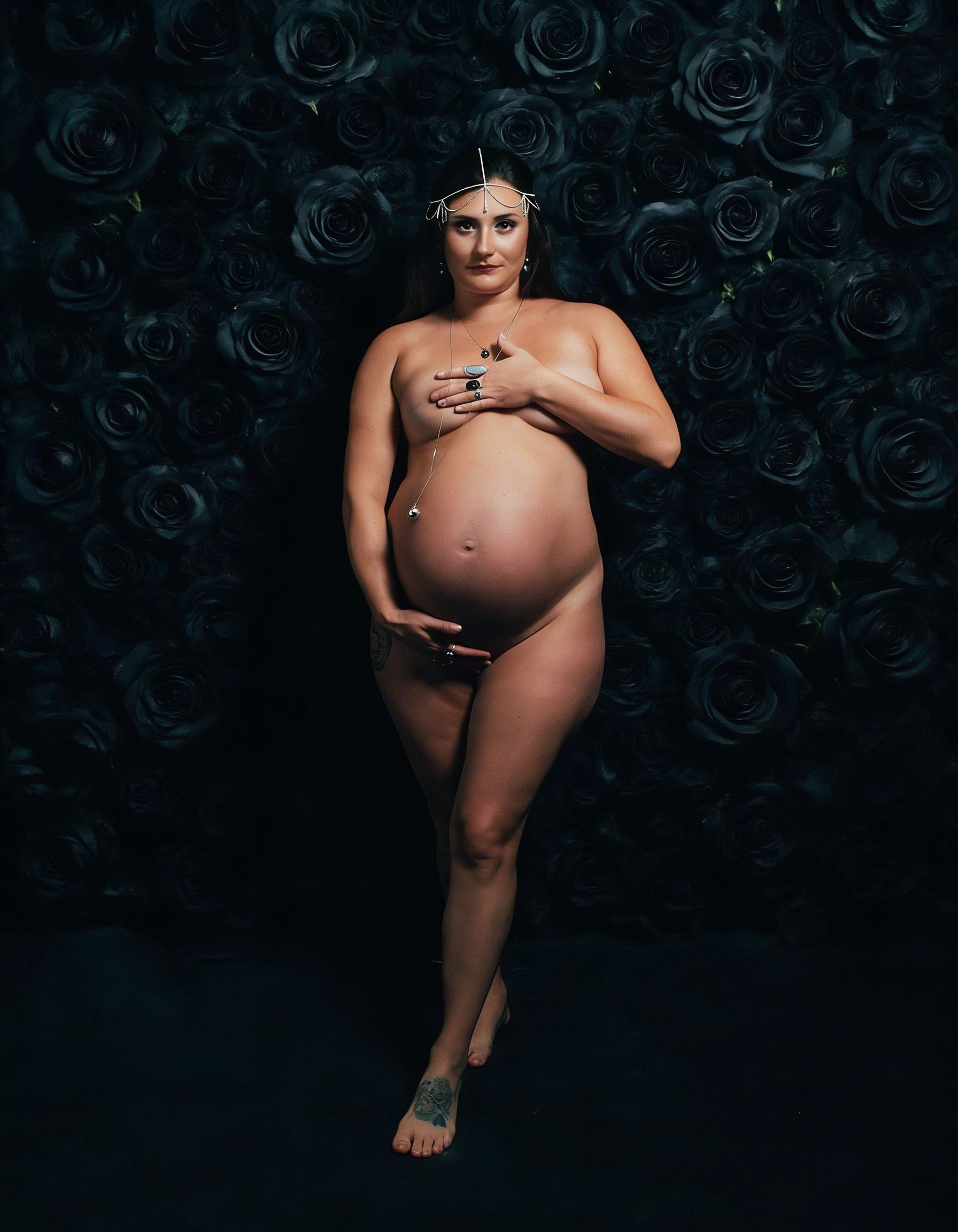 Asheville maternity photographer studio shoot — elegant and simple composition.