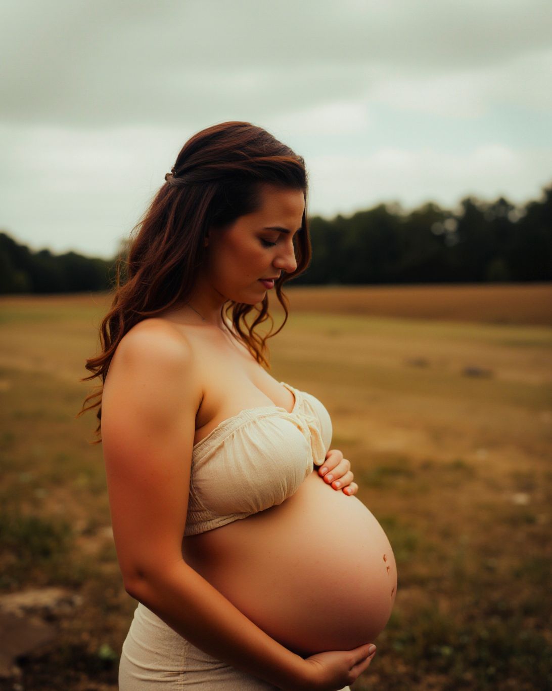  maternity photo portrait of a pregnant Asheville, North Carolina mother in western nc photographer studio, classic implied pose at 33 weeks pregnant