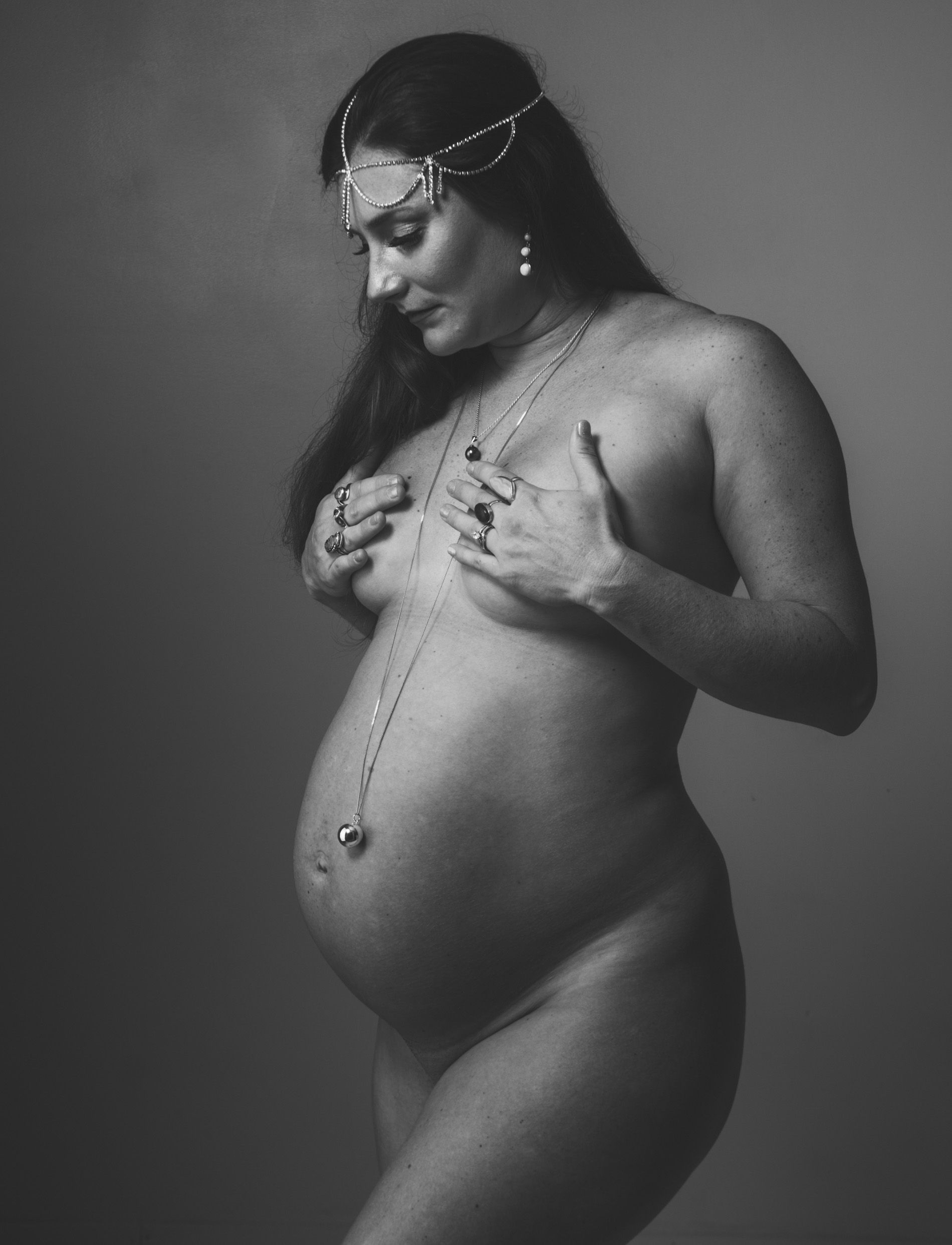 black and white maternity photos in Asheville studio