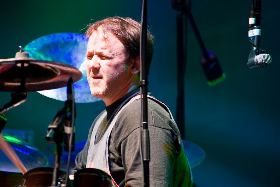 Jon Fishman on stage with Phish in Asheville, 2009