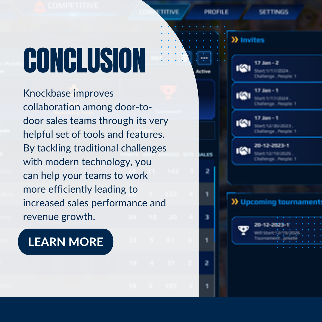 Knockbase improves collaboration among door-to-door sales teams through its helpful tools and features. 