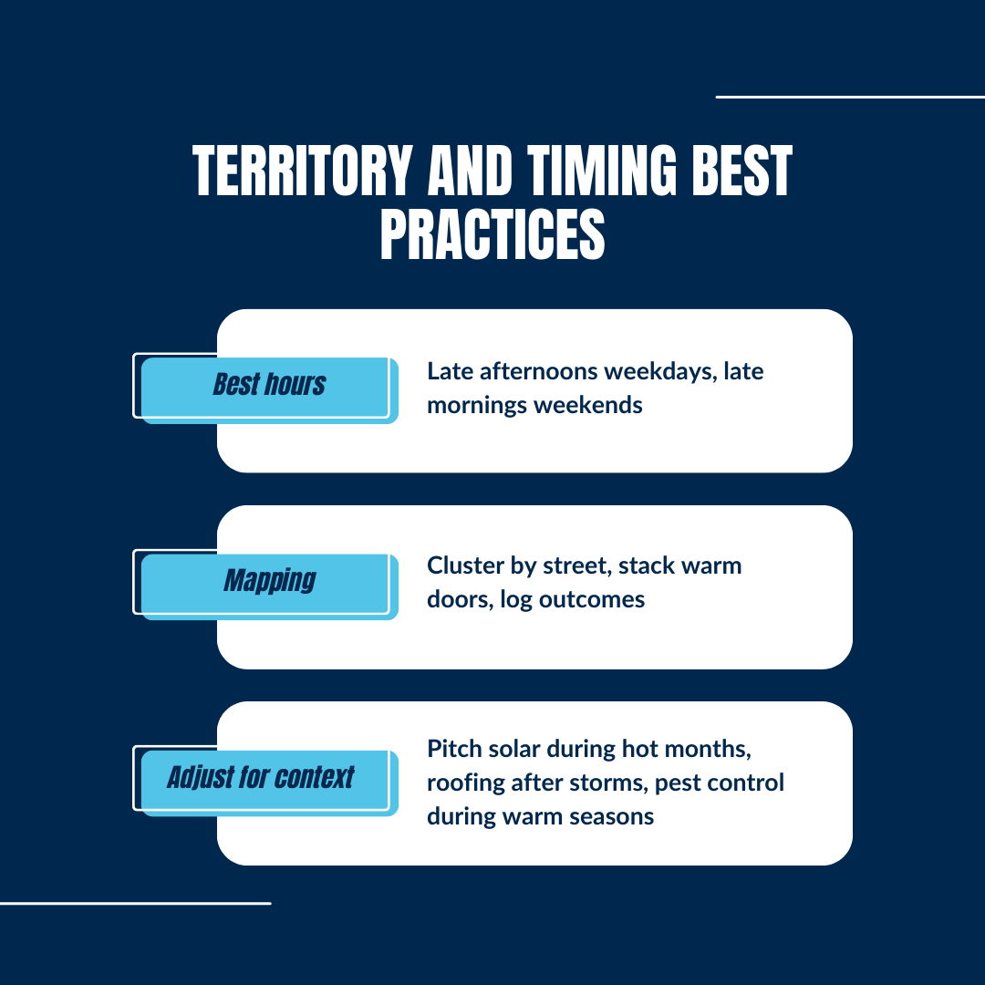 What are the best practices for managing territory and timing