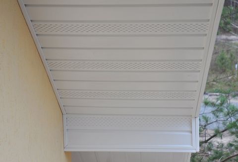Soffit vent on the underside of a roof eave