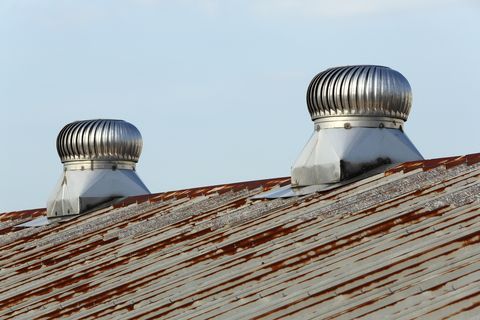 Roof ventilator near topof etal roof