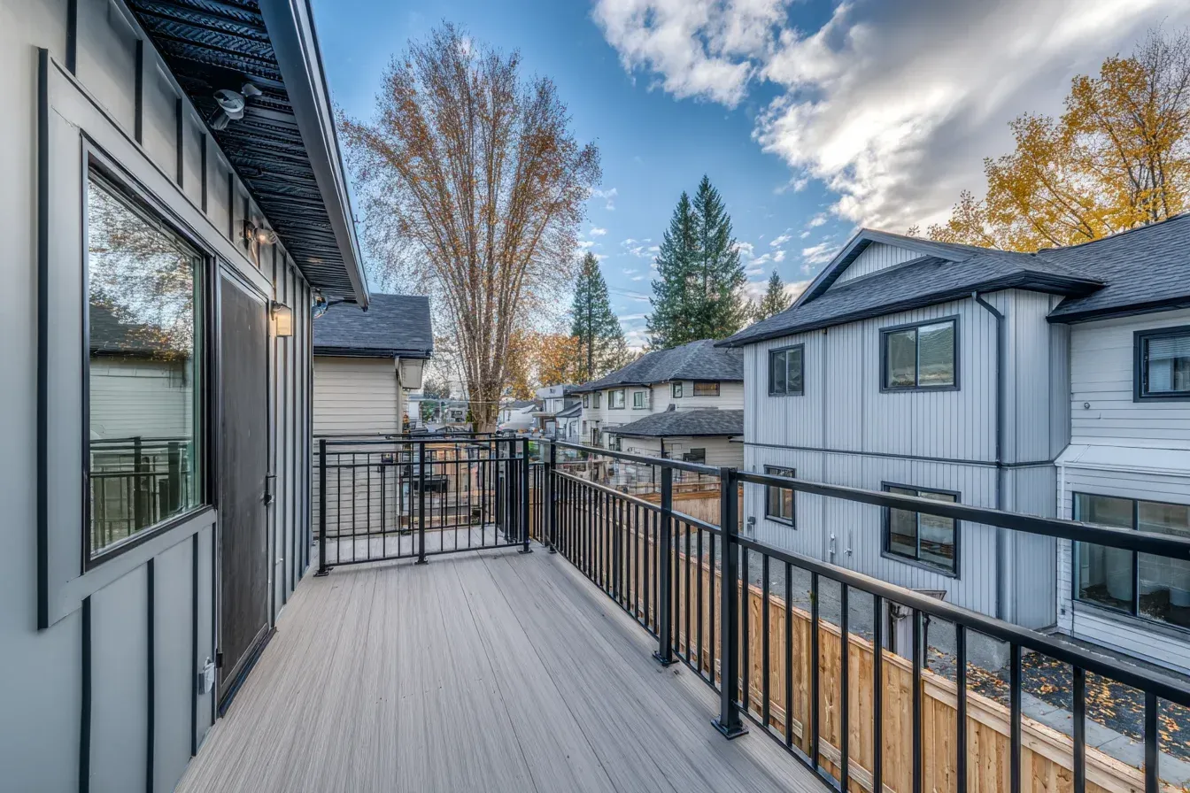 Cedar deck restoration Vancouver sanding, sealing, and refinishing weathered surfaces. Deck Builders Vancouver revive natural wood beauty. Ideal for long-term wood deck care.
Waterproof balcony deck Vancouver installed with vinyl membrane systems. Deck Builders Vancouver ensure leak protection and durability. Perfect for rainy climates.