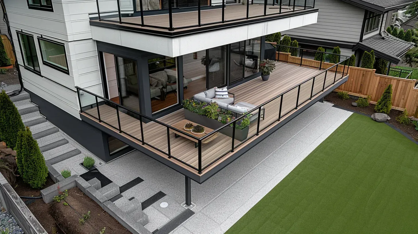 Deck Builders Vancouver completing a reinforced composite deck Vancouver using fade-proof boards and moisture-resistant substructures. This deck installation Vancouver BC adds cutting-edge outdoor durability and aesthetic appeal. Ideal for low-maintenance Vancouver living.
Full deck replacement Vancouver by top-rated Deck Builders Vancouver upgrading old structures with pressure-treated lumber, new railings, and composite decking. This Vancouver deck construction enhances safety and design. Built to withstand the wet Vancouver climate.