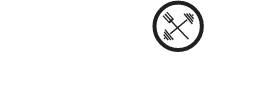 Black circular icon with two crossed forks and crossed arrows inside