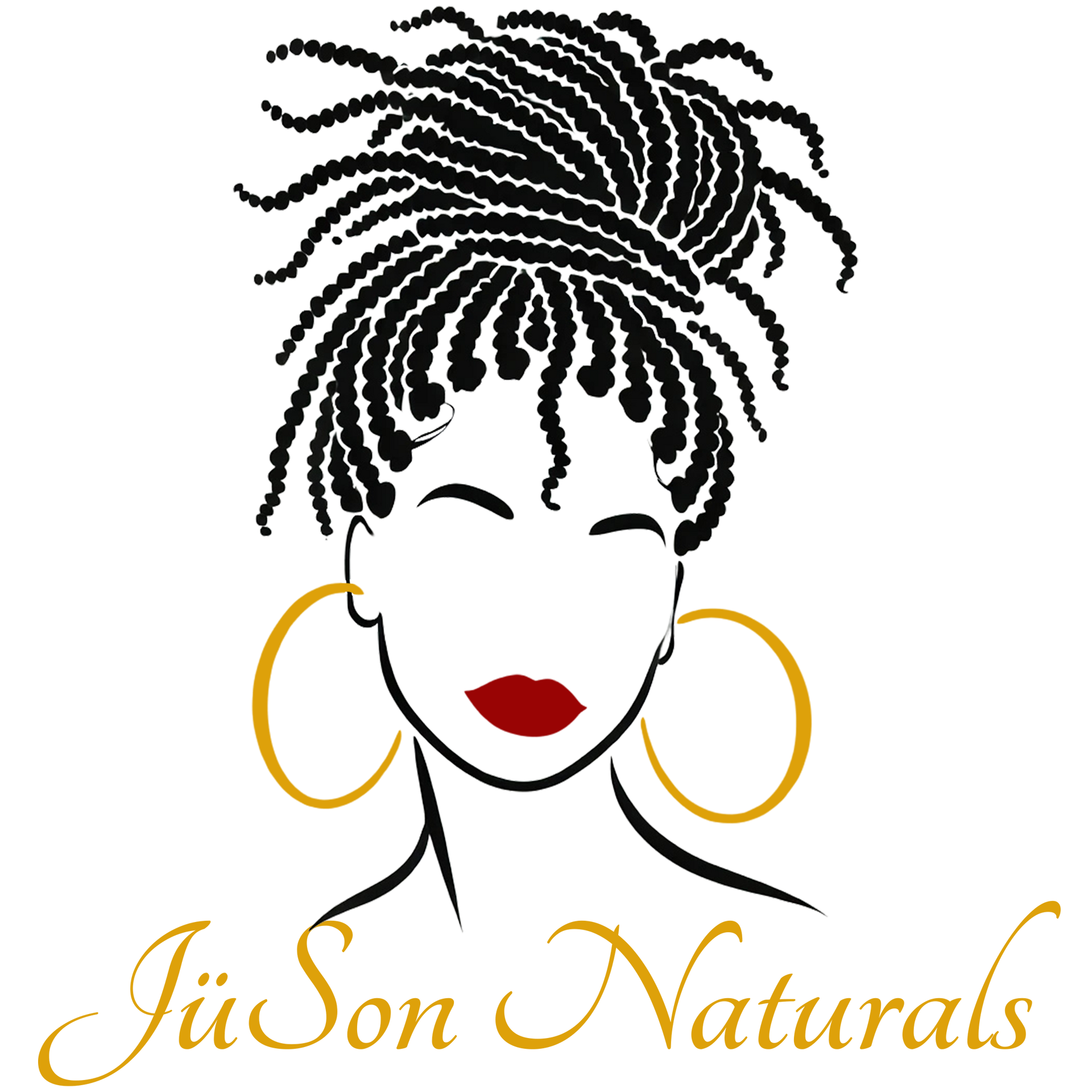 A logo for JuSon Naturals shows a woman with braids and earrings