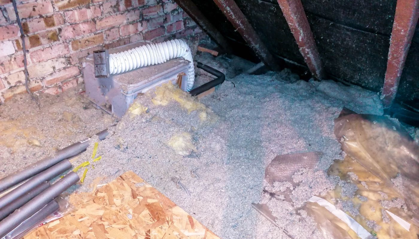 asbestos containing insulation in an attic