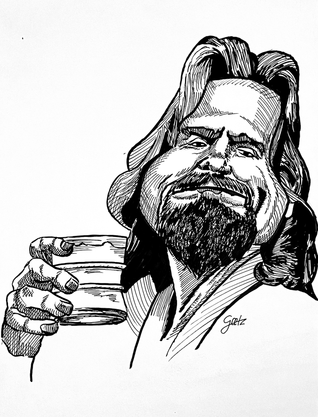Der Dude (Big Lebowski) - Karikatur Tusche