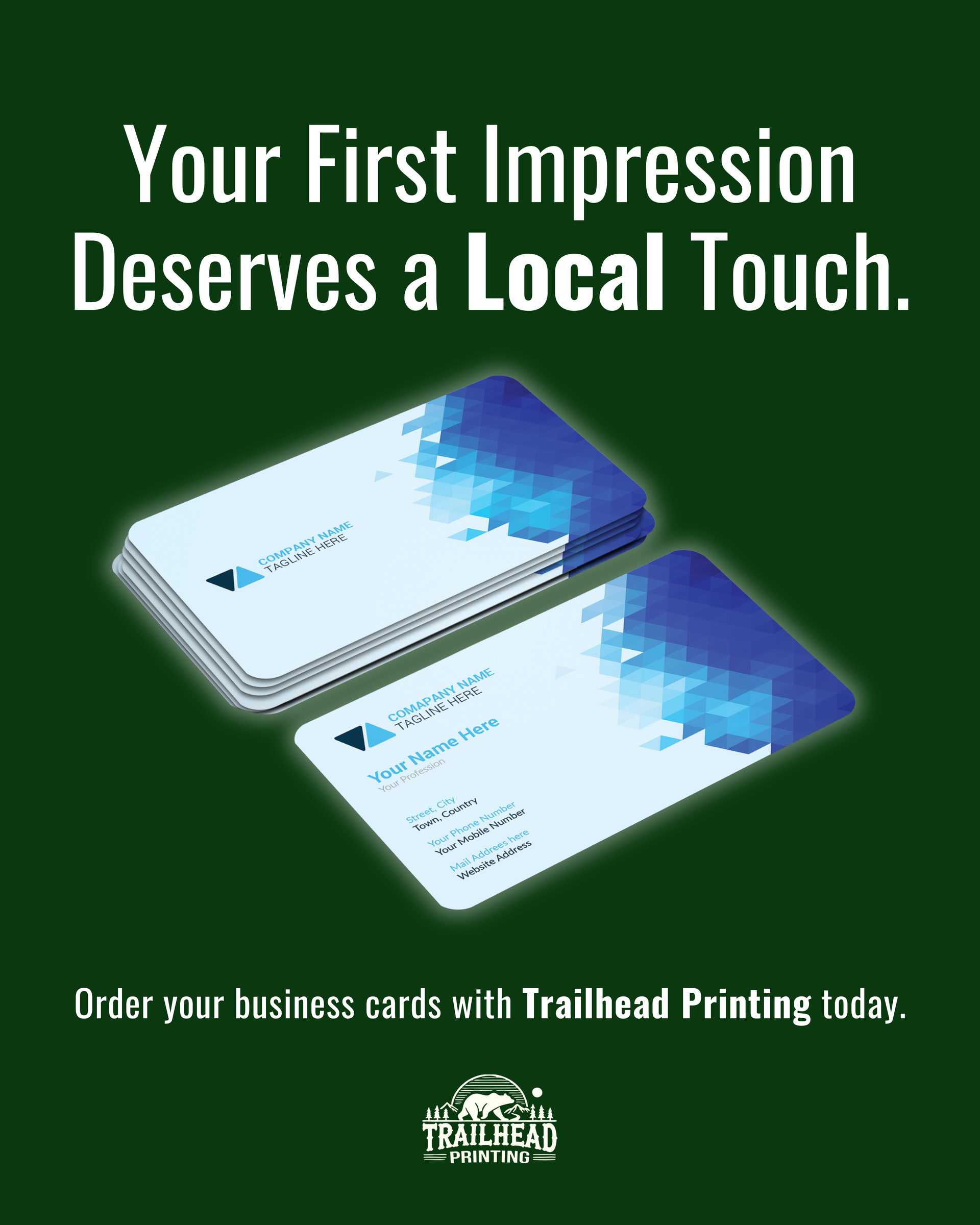 Custom business cards at Trailhead Printing in