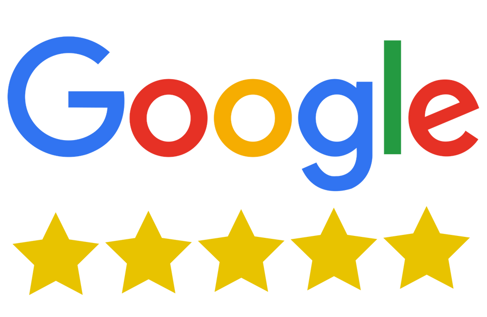 Google logo with five yellow stars.