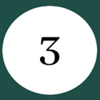 The number three is in a white circle on a green background. The number three is in a white circle on a green background.