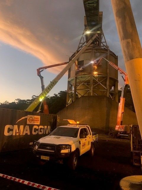 A White Truck Is Parked In Front Of A Cma Cgm Building — JMG Maintenance & Fabrication In Muswellbrook NSW