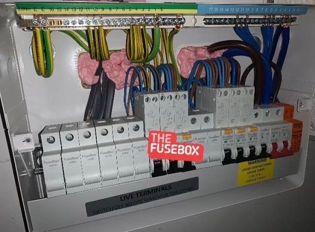 Fuse box upgrade on a recent Rewire in St. Helens. With added rear fire foam for even more fire protection