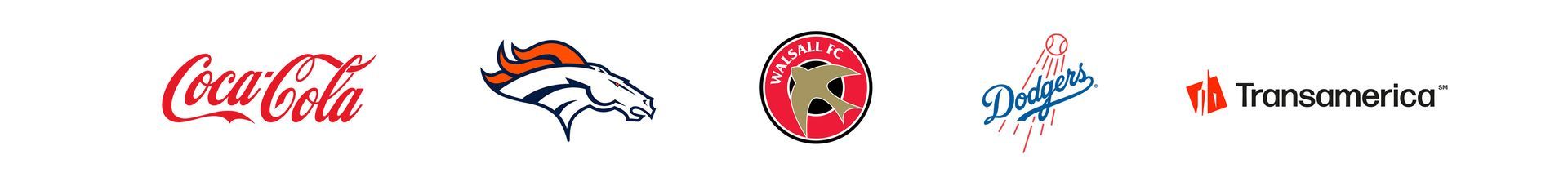 Coca Cola, Denver Broncos, Walsall Football Club, Dodgers, Transamerica, Reeses Senior Bowl, Minnesota Wild, ibotta, Minnesota Vikings