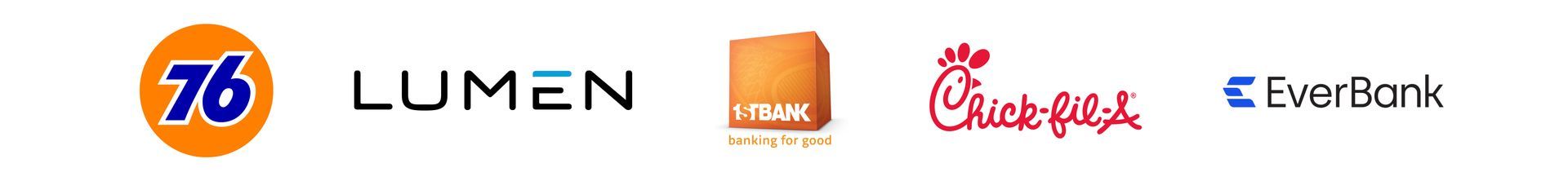 76, Lumen, First Bank, Chick-fil-a, EverBank, TIAA