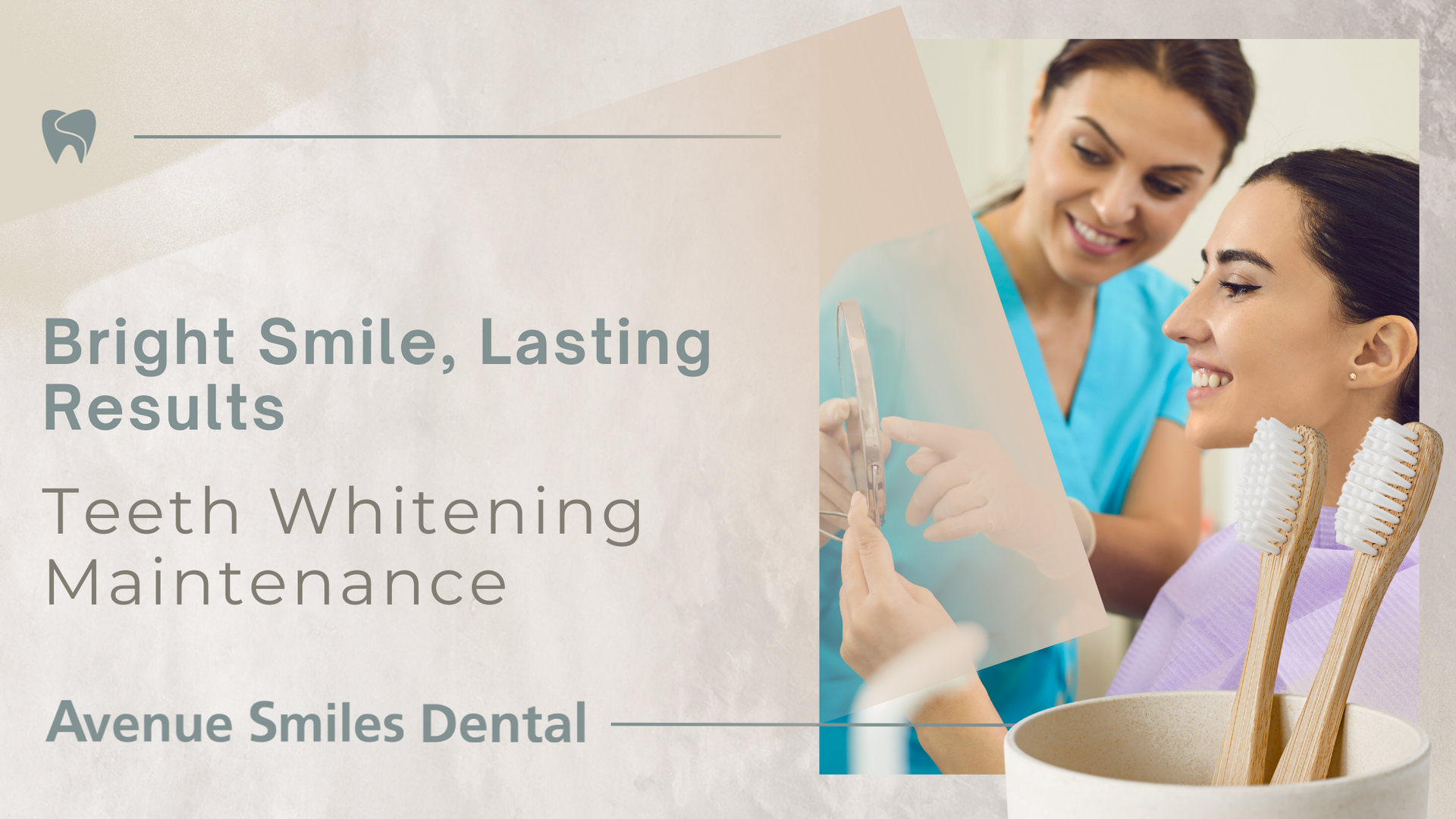 A woman is getting her teeth whitened at avenue smiles dental