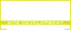 A yellow and white sign logo for H4 Site Development.