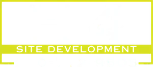 A yellow and white sign logo for H4 Site Development.