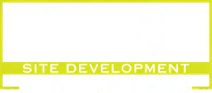 A yellow and white sign logo for H4 Site Development.
