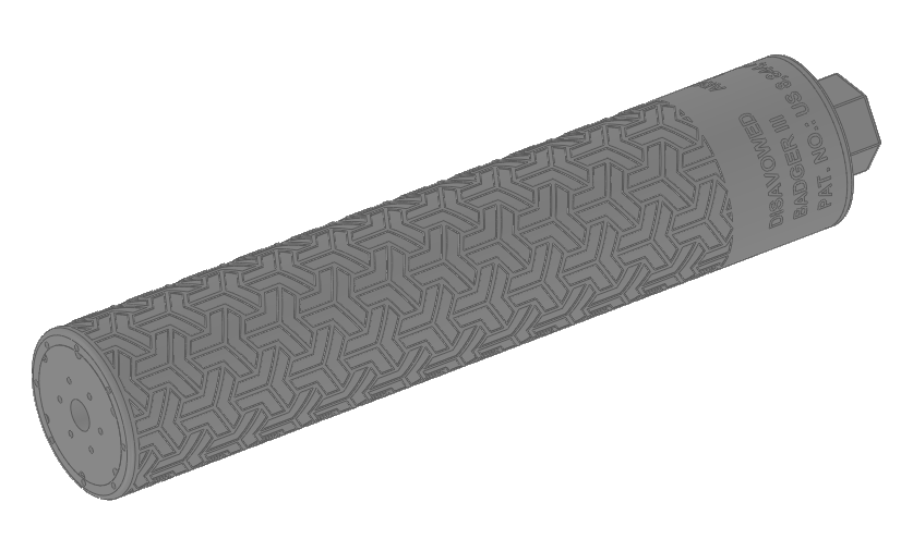 A gray cylinder with a pattern on it on a white background.