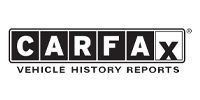A black and white logo for carfax vehicle history reports.