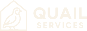 Logo of "Quail Services" with a bird inside a house outline.