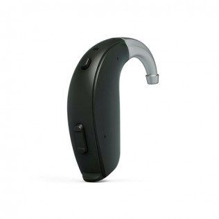 black over-the-ear hearing aid