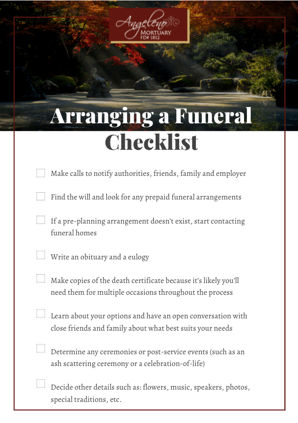 Checklist North Hollywood CA Funeral Home And Cremations