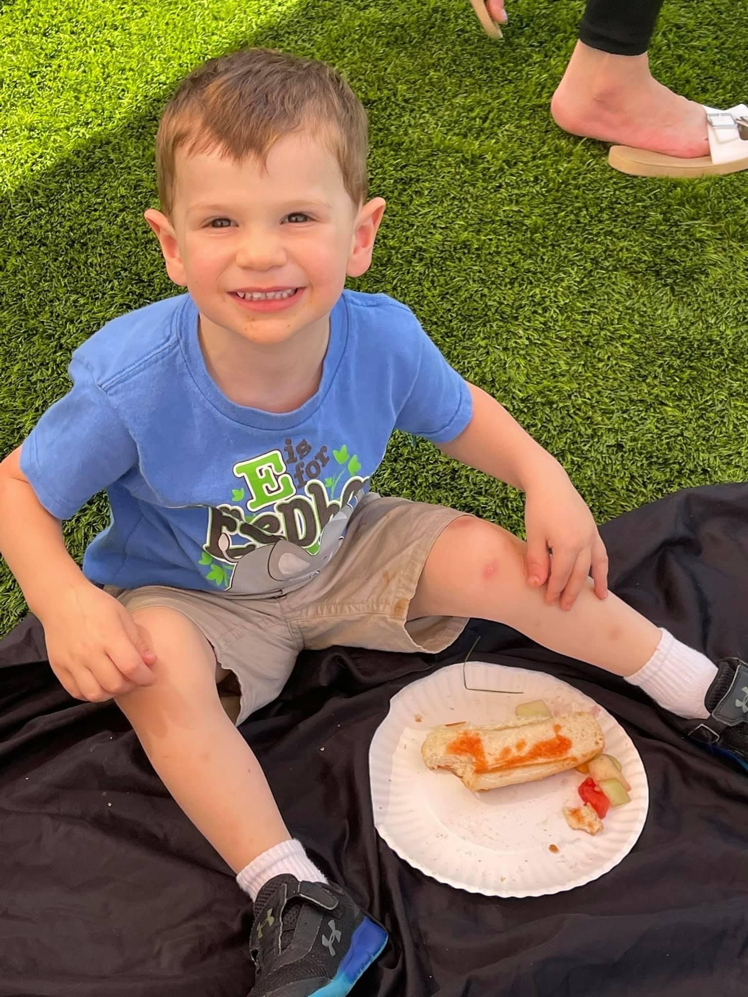 small kid during snack time