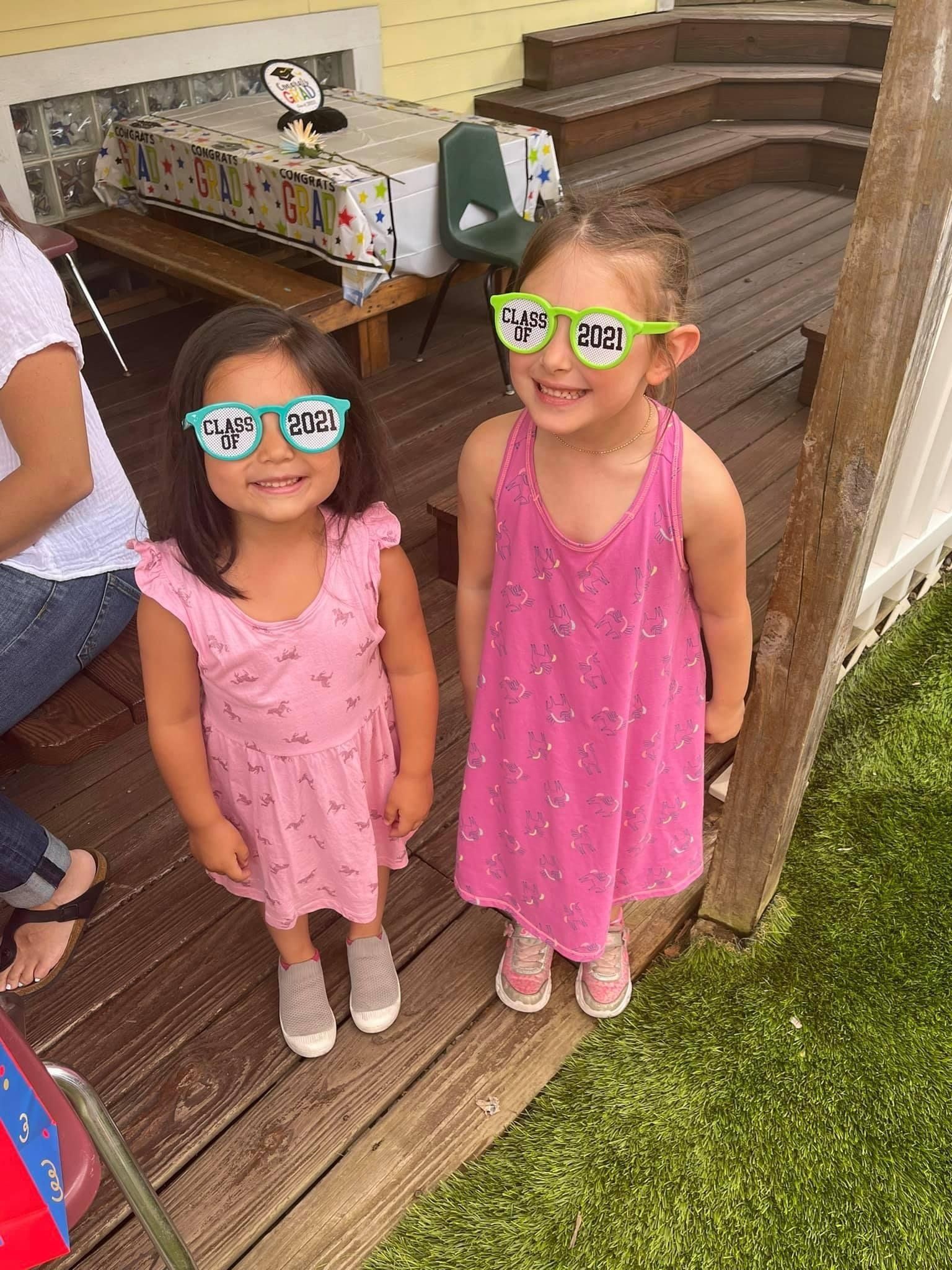 small kids wearing goofy glases