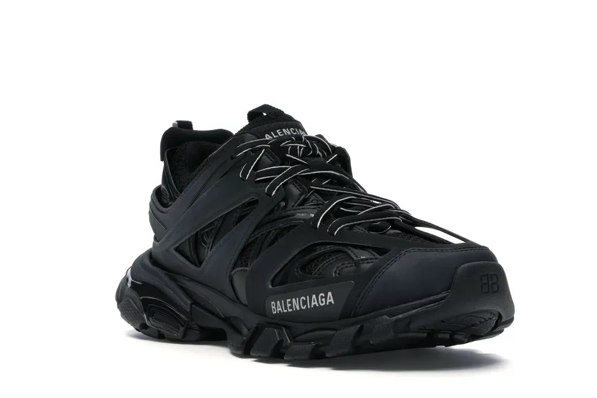 Black Balenciaga Track sneaker with multiple layers and a chunky sole.