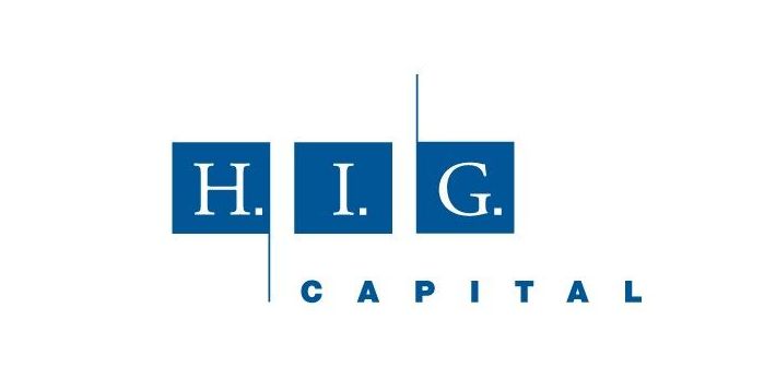 A blue and white logo for h.i.g. capital