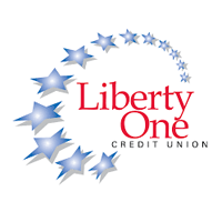 Liberty one credit union logo with blue stars in a circle