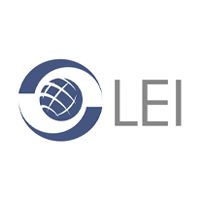The lei logo is a blue circle with a globe in the middle.