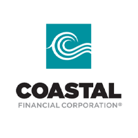 The logo for coastal financial corporation shows a wave in a square.