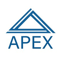 The apex logo is a blue triangle with the word apex below it.